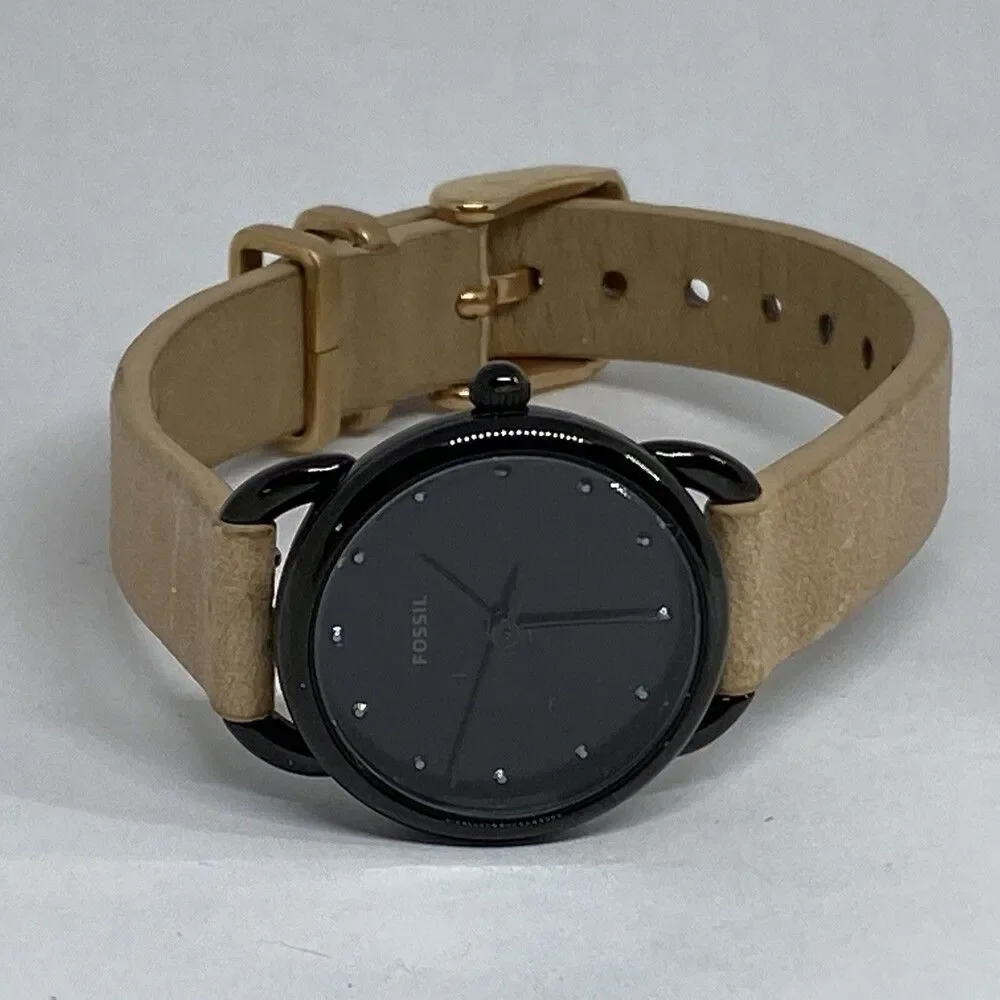 Fossil ES4489 Men's Beige Leather Analog Black Dial Quartz Genuine Watch XX938